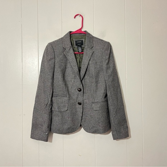 J Crew Schoolboy Blazer Wool Blend Houndstooth Women's Size 2 - Picture 1 of 10